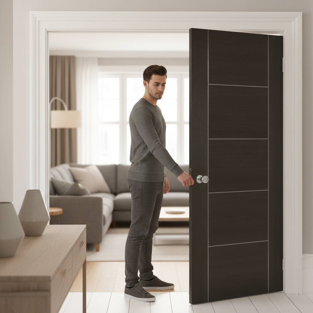 Premium Dark Grey Laminated Internal Door with Aesthetic Design and Matt Finish for Modern Interiors