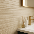 Textured Ceramic Wall Tile in Beige Matt Finish - detail view