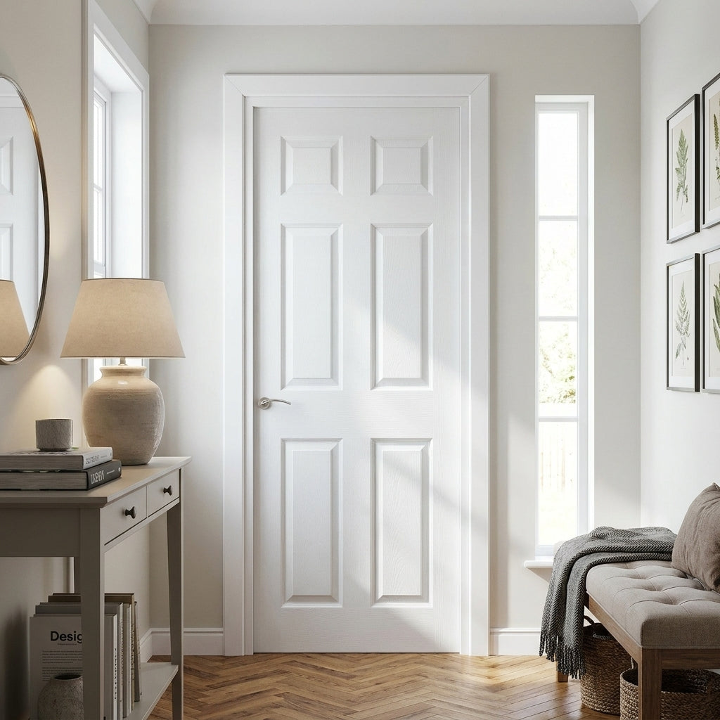 Internal White Moulded Primed Textured 6 Panel Door