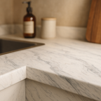 Calacatta Marble Laminate Worktop with Matt Finish, 3000x95x12mm - detail view