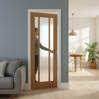 Premium Fully Finished Glazed Interior Door with Real Oak Lipping and Clear Safety Glass for Modern and Traditional Interiors