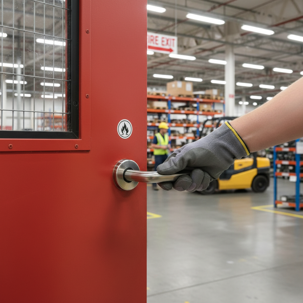 Professional Fire Rated Door Handle Set with Round Bar Lever and Heavy Duty Hinges for Safe Fire Door Installation - Image 2