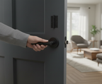 Premium Round Rose Lever Door Handle Set in Stylish Black Matt Finish for Modern Interiors - Image 2