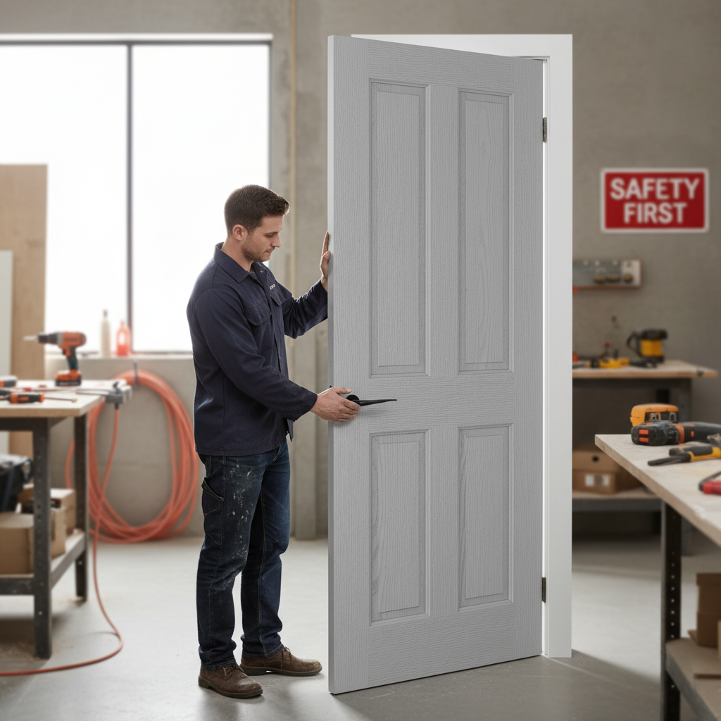 Premium Grey Moulded Textured Internal Door with Four Panel Design and Solid Core Construction