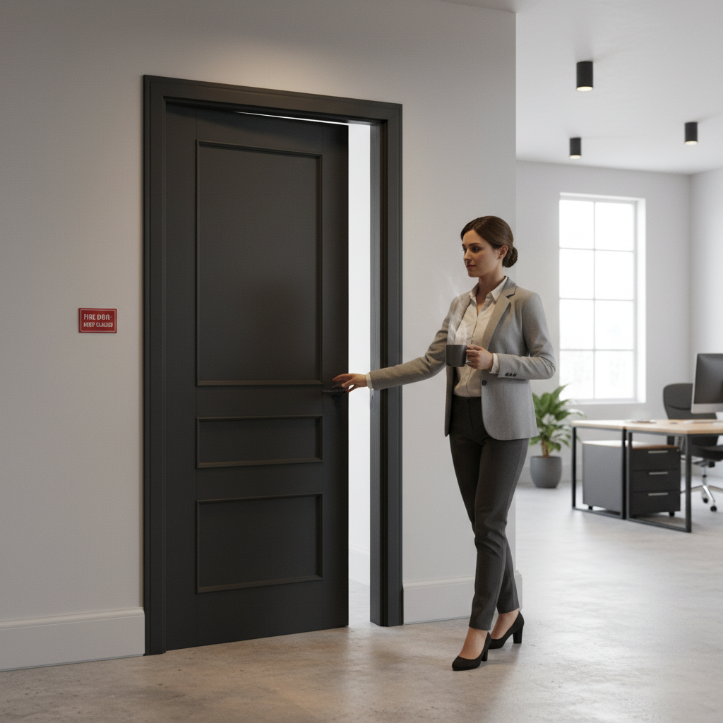 Premium Charcoal Black 3 Panel Internal Fire Door with 30 Minutes Fire Rating and Engineered Construction for Strength