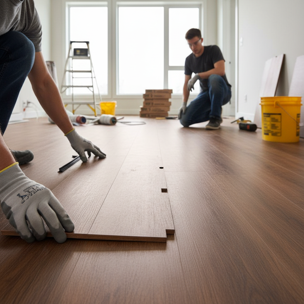High-Performance Embossed UV Coated Rigid Core Vinyl Flooring - 3.2mm Thick, Waterproof, Anti-Microbial Surface, Easy Click Installation