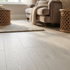 6mm Rigid Core Vinyl Flooring in Misty White, 100% Waterproof, 0.55 Wear Layer - detail view