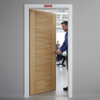 Premium Internal Fully Finished Fire Door with Aluminium Inlays and A-Grade Oak Veneer for Modern Interiors