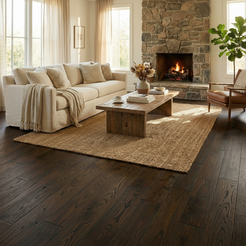 Premium 18mm UV Lacquered Solid Real Wood Flooring in Dark Oak - Durable and Elegant for Any Home