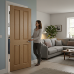Premium Fully Finished Oak Internal Door with Bevelled Panels and Solid Core Construction
