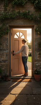 Premium Unglazed External Door with Traditional Fan Light Design and 4 Raised Panels