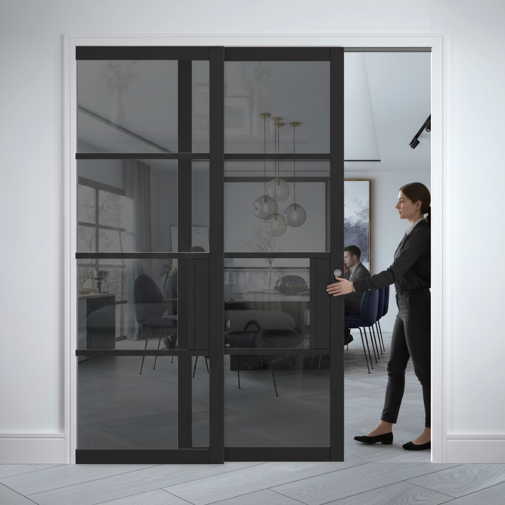 Premium Heavy Duty Telescopic Pocket Door System with Tinted Glass, Adjustable Features, and 15-Year Guarantee for Modern Spaces