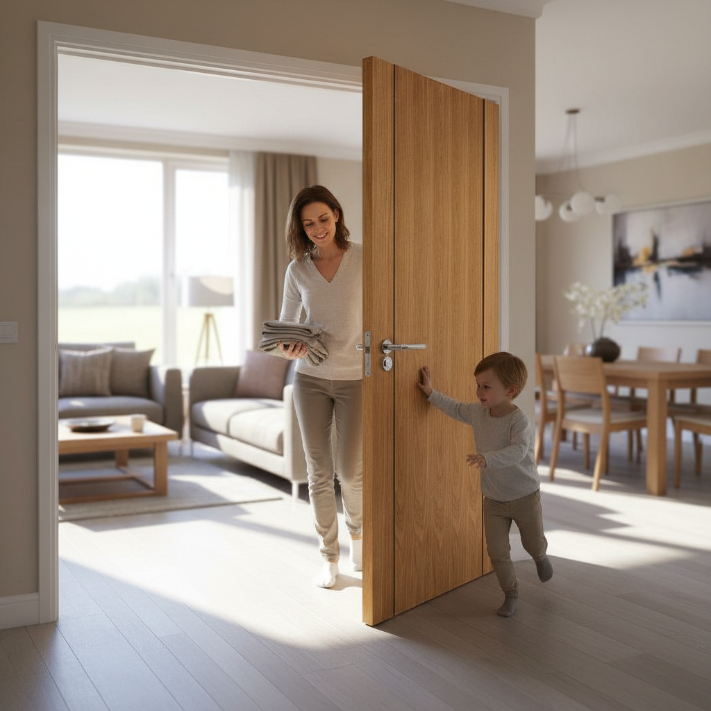 Premium Internal Oak Door with Semi-Solid Core and Prefinished Natural Grain for Contemporary Interiors