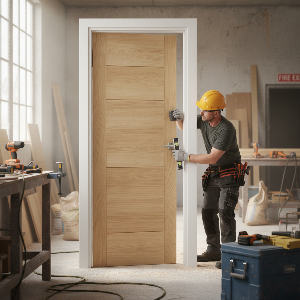 Premium Internal Oak Unfinished FD30 Fire Door with Solid Engineered Core and A-Grade American White Oak Veneer