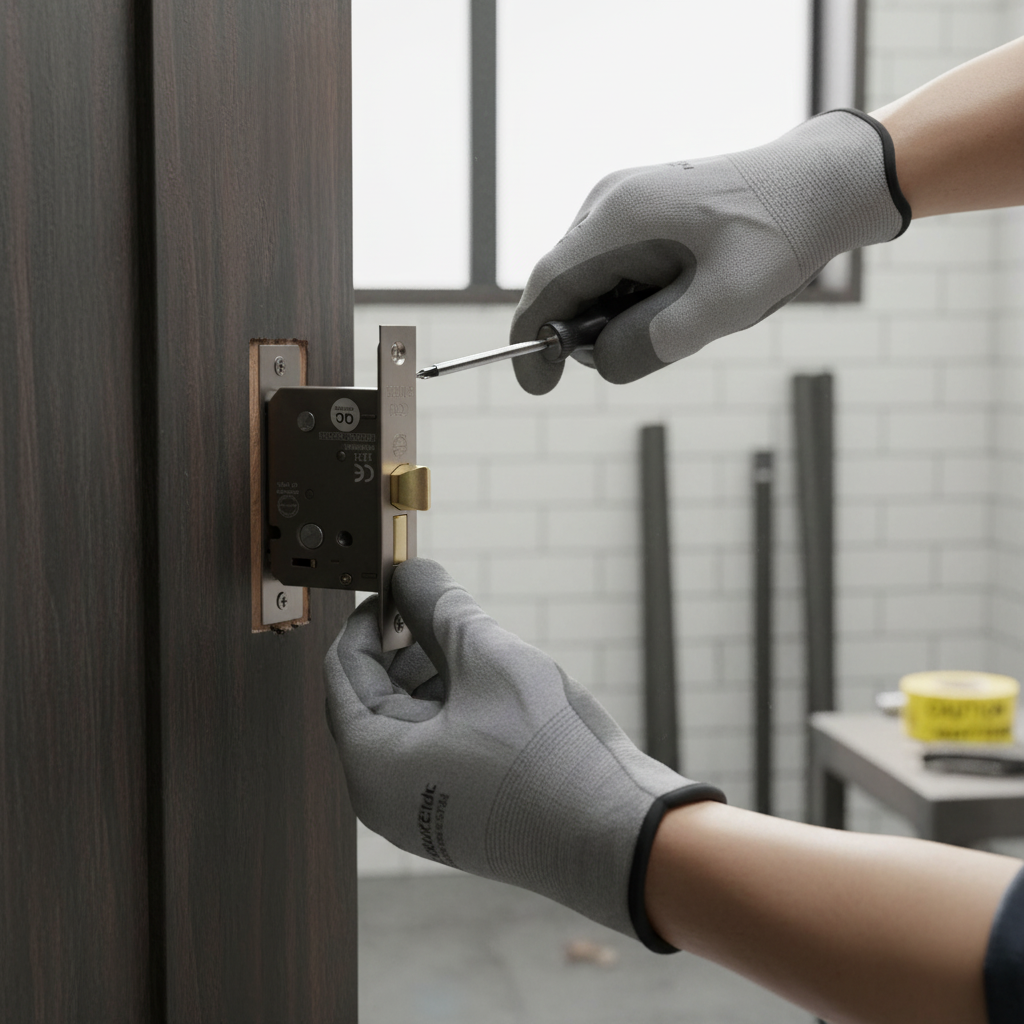 Premium 3-Inch Bathroom Lock with Fire Rating and Gun Metal Finish for Enhanced Security