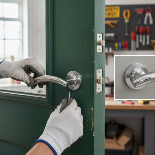 Premium Chrome Lever On Round Rose Handle Set with Stylish Design and Complete Installation Kit