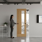 Premium Clear Glazed Flush Pocket Door Set with No Bottom Track, Space-Saving Design, and Adjustable Features