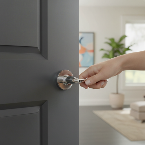 Premium Designer Round Lever Door Handle Set with Polished Chrome Finish for Modern Interiors - Image 2