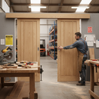 Premium Double Sliding Door System with Oak Doors and Mechanisms for Easy Installation and Maximum Weight Capacity