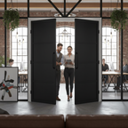 Premium Industrial Style Door Pair with Solid Engineered Core, Prefinished Black for Sleek Modern Interiors