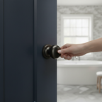 Mortice Bathroom Door Knob Set with Gun Metal Finish, Stylish Mushroom Design, Secure Lock and Ball Bearing Hinges - Image 2