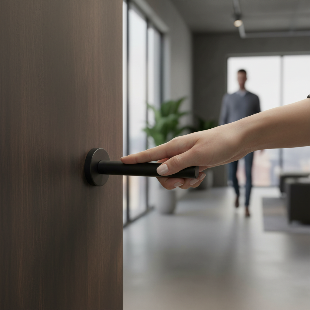 Premium Modern Round Lever Door Handle with Matt Black Finish for Stylish Interior Design - Image 2