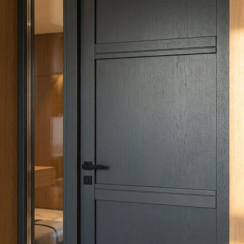 Internal Primed 3 Panel Industrial Door, Softwood Core, 2.0 Lifestyle - detail view