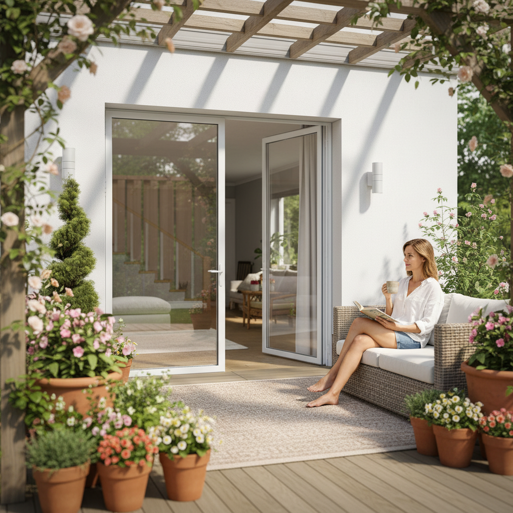 White Aluminium External French Patio Door with Clear Tempered Double Safety Glass for Enhanced Visibility and Durability...