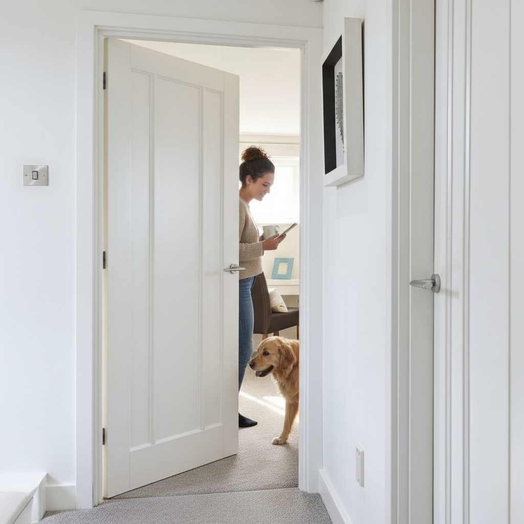 Premium White Primed 3 Panel Internal Door with Solid Pine Core and MDF Finish - High-Quality Professional Grade for Industrial and Commercial Appl...