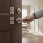 Premium Lever On Round Rose Handle Set with Satin Nickel Finish for Internal Doors - Image 2