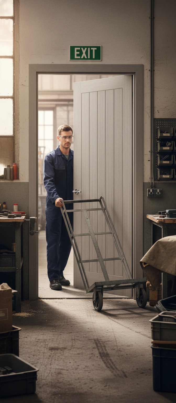 Premium Internal Fire Door - Fully Finished Grey FD30 Design for Modern Spaces - High-Quality Professional Grade for Industrial and Commercial Appl...