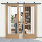 Premium 1 Light Oak Double Doors with Top Mount Track System for Smooth Operation and Stylish Finish