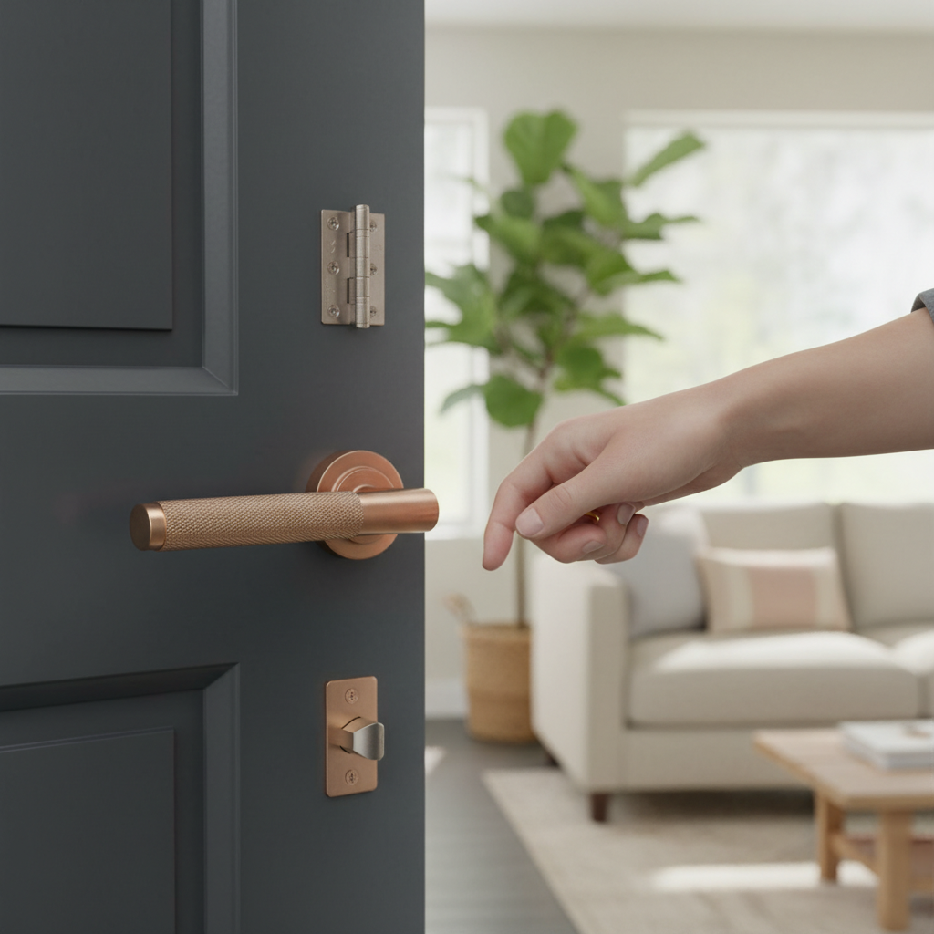 Premium Rose Gold Lever Handle Pack with Hinges and Latch - Ideal for Modern Interiors