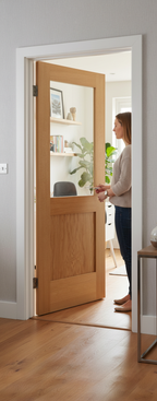 Premium Clear Glazed Oak Unfinished Internal Door - 1 Light Design with Solid Core Construction