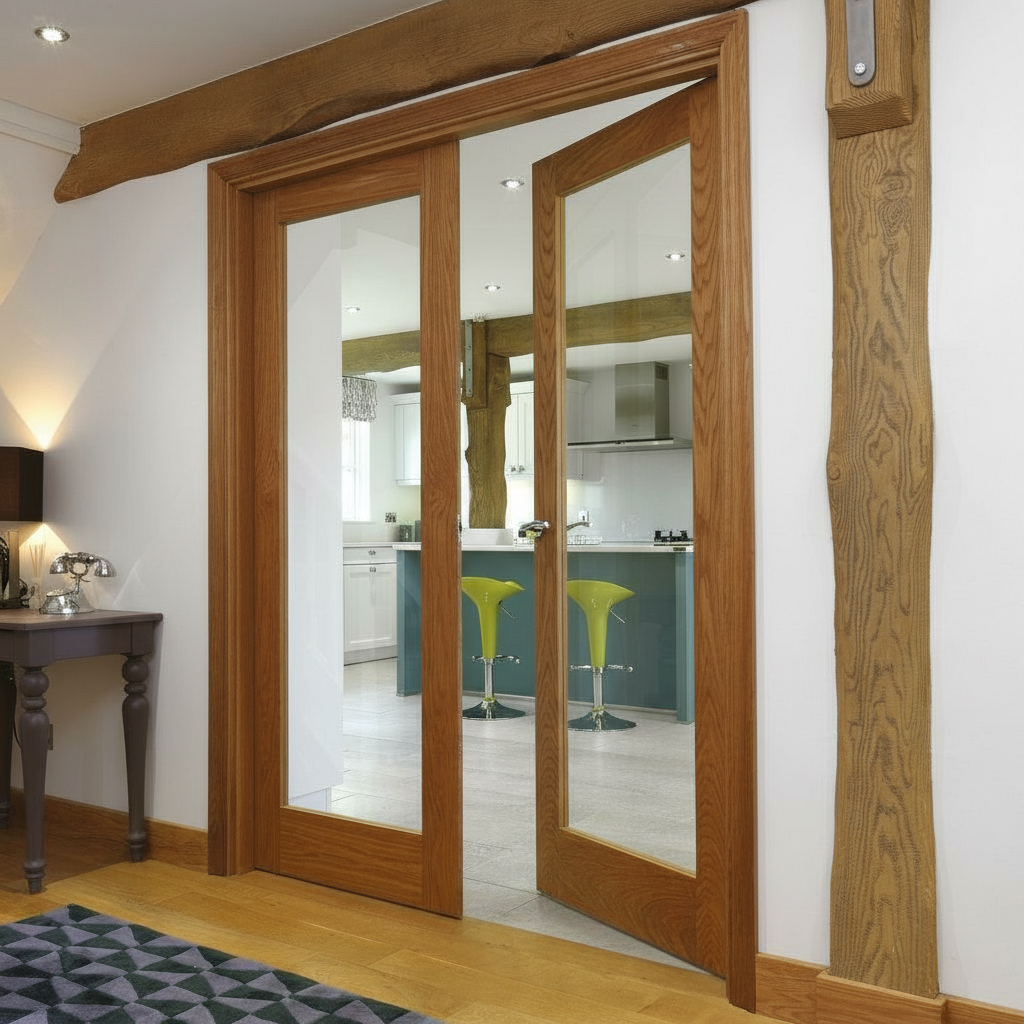 Premium Clear Glazed Oak Faced Door with Engineered Core and 10mm Lippings for Enhanced Stability