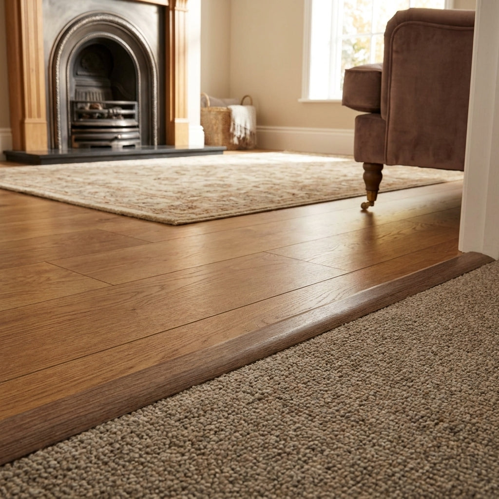 Self-Adhesive Grey Oak Adapting Door Profile 900mm for 2-18mm Thickness - detail view