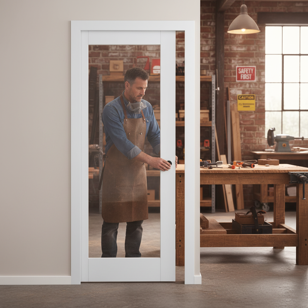 Premium Clear Glazed Pocket Door Set with Galvanised Steel Frame and Adjustable Jambs for Elegant Interior Design