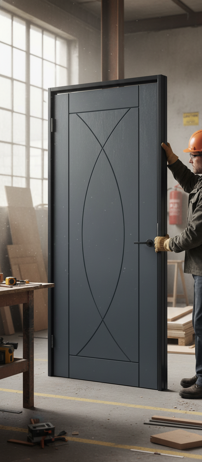 Premium Custom Colour Internal Fire Door with Unique Curved Design and 30-Minute Fire Rating