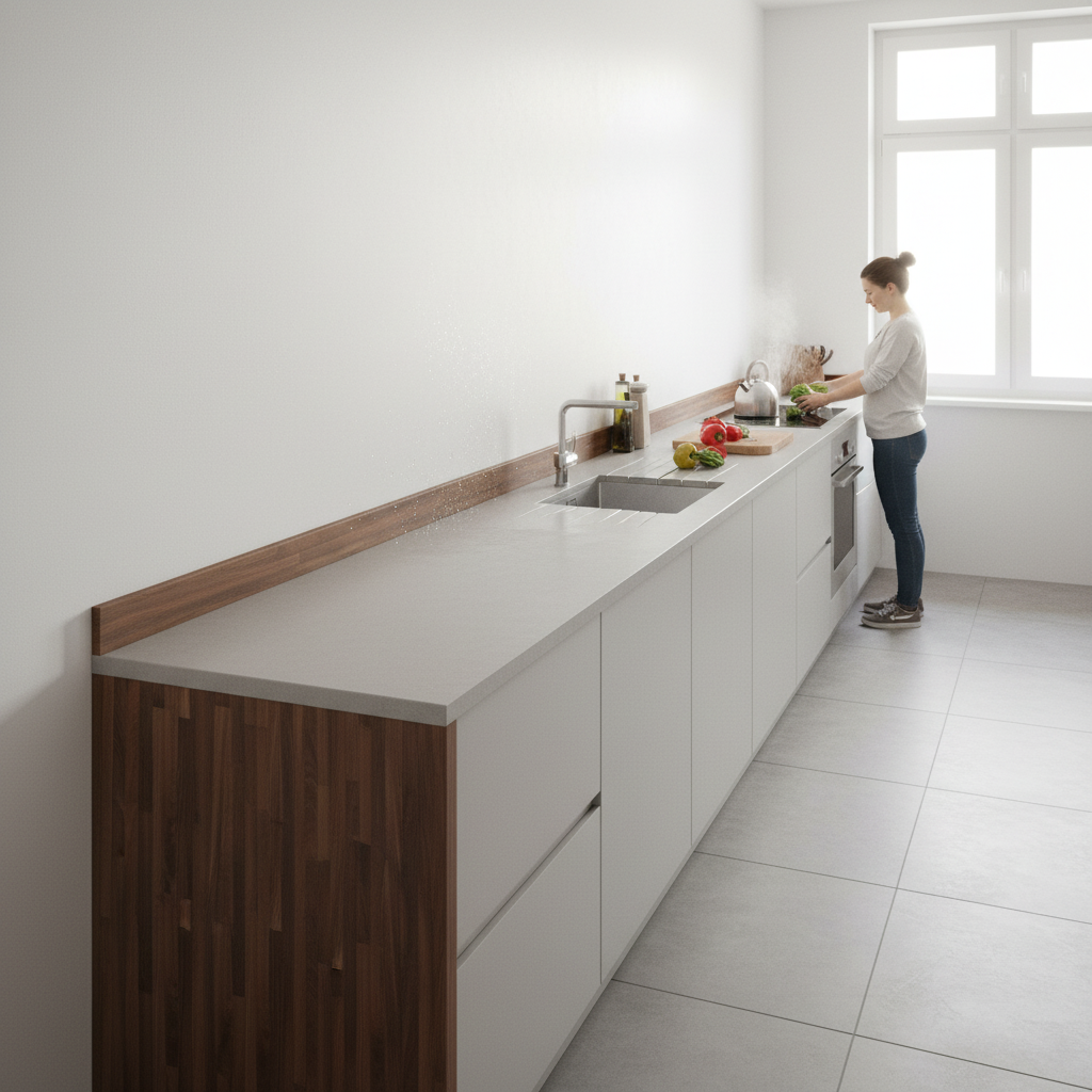 Rounded Edge Upstand 3000mm - High-Quality Laminate in Elegant Walnut Effect for Modern Kitchens - Image 2