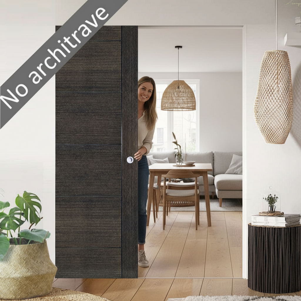 Premium Flush Pocket Door System with No Bottom Track, Adjustable Doorstop, and 15-Year Guarantee for Modern Homes