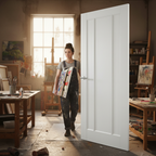 Premium White Primed 3 Panel Internal Door with Solid Pine Core and MDF Finish - High-Quality Professional Grade for Industrial and Commercial Appl...