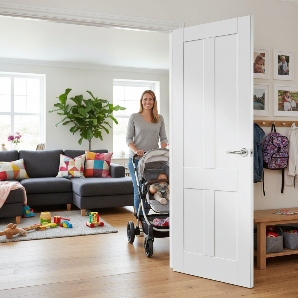 Premium Victorian White 4 Panel Shaker Internal Door for Elegant Interiors - High-Quality Professional Grade for Industrial and Commercial Applicat...