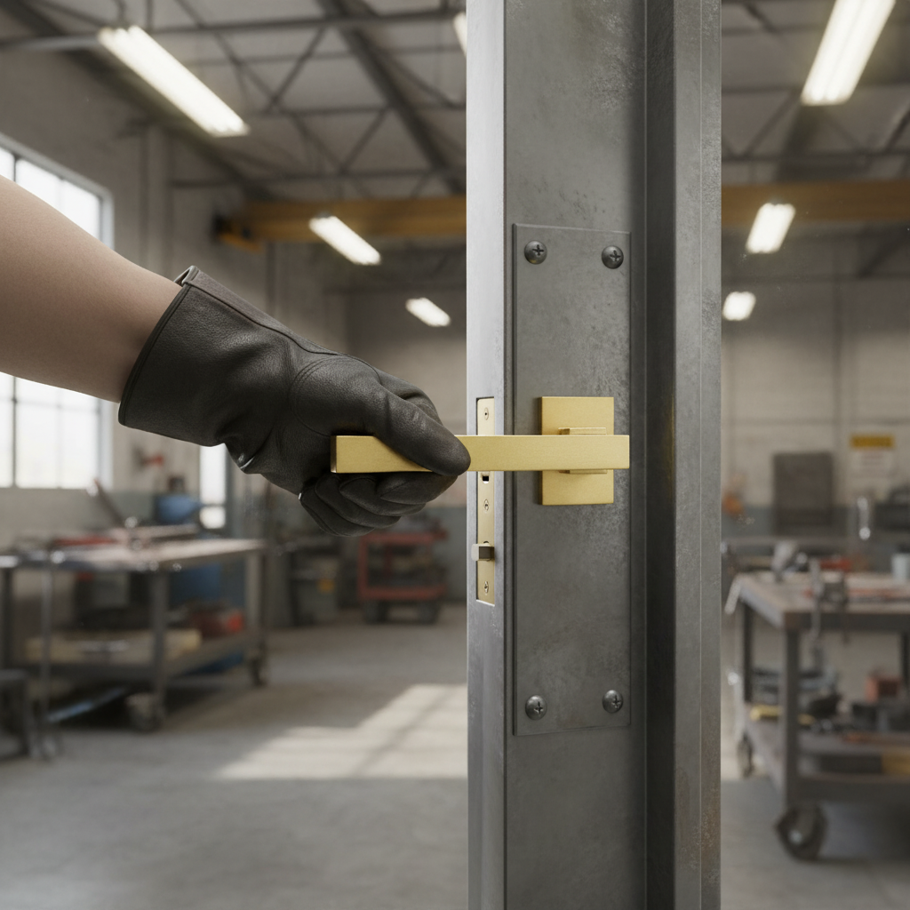 Premium Satin Brass and Matt Black Square Rose Handle Pair for Internal Doors - High-Quality Professional Grade for Industrial and Commercial Appli...