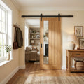 Internal Oak Sliding Door with 1 Light Clear Glass, Fully Finished