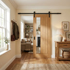 Internal Oak Sliding Door with 1 Light Clear Glass, Fully Finished