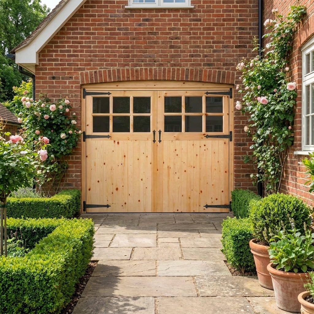 External Garage Door Solid Redwood Unfinished with 6L Obscure Glass