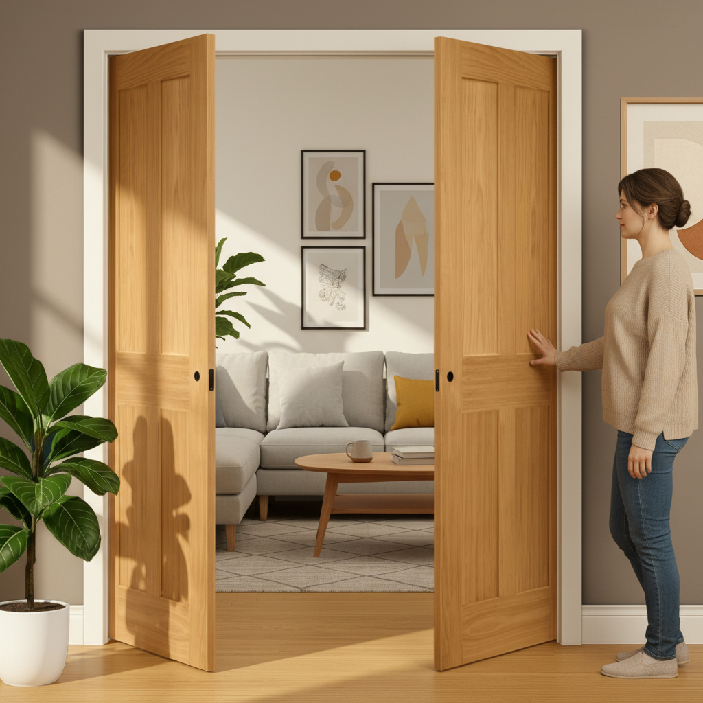 Premium Fully Finished Double Pocket Door Set with Galvanised Steel Frame and Customisable Jamb Sizes for Enhanced Stability