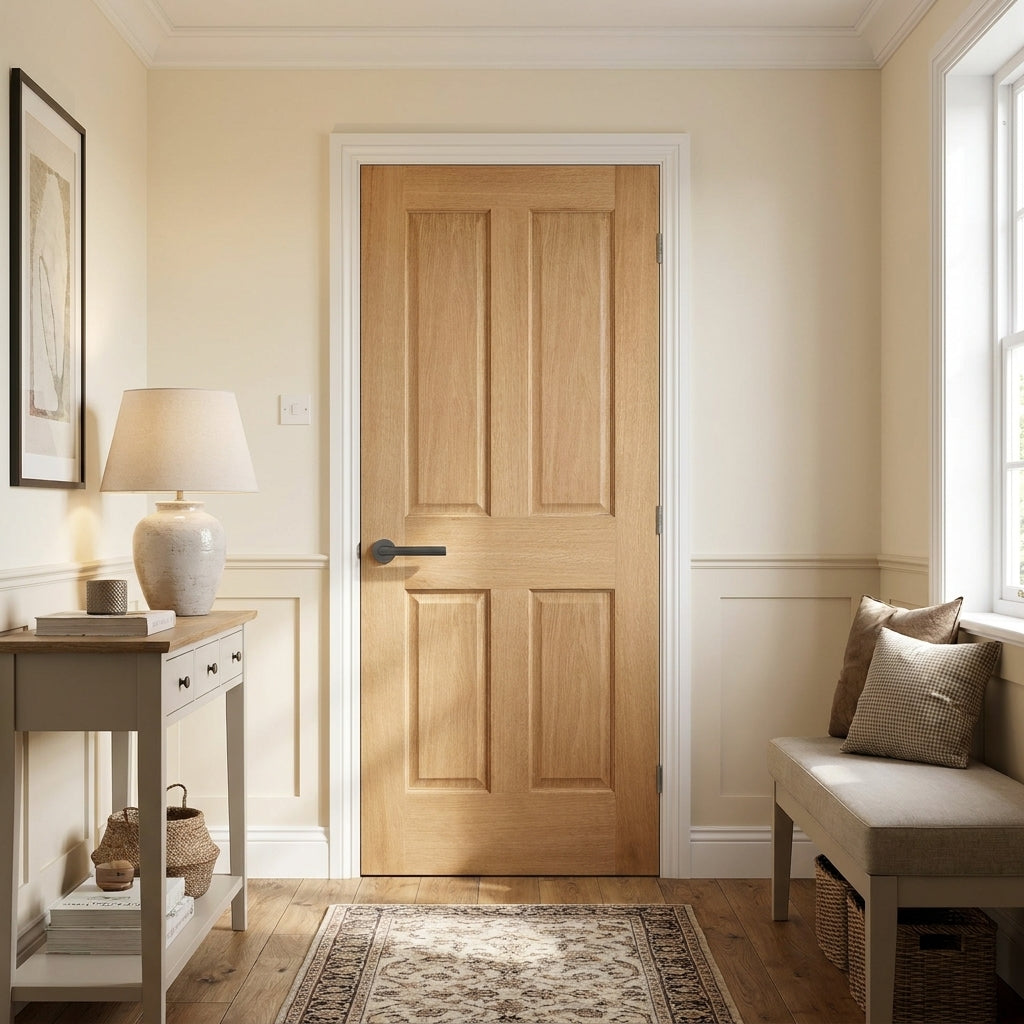 Internal Oak Door Made-to-Measure Unfinished Traditional Victorian 4 Panel