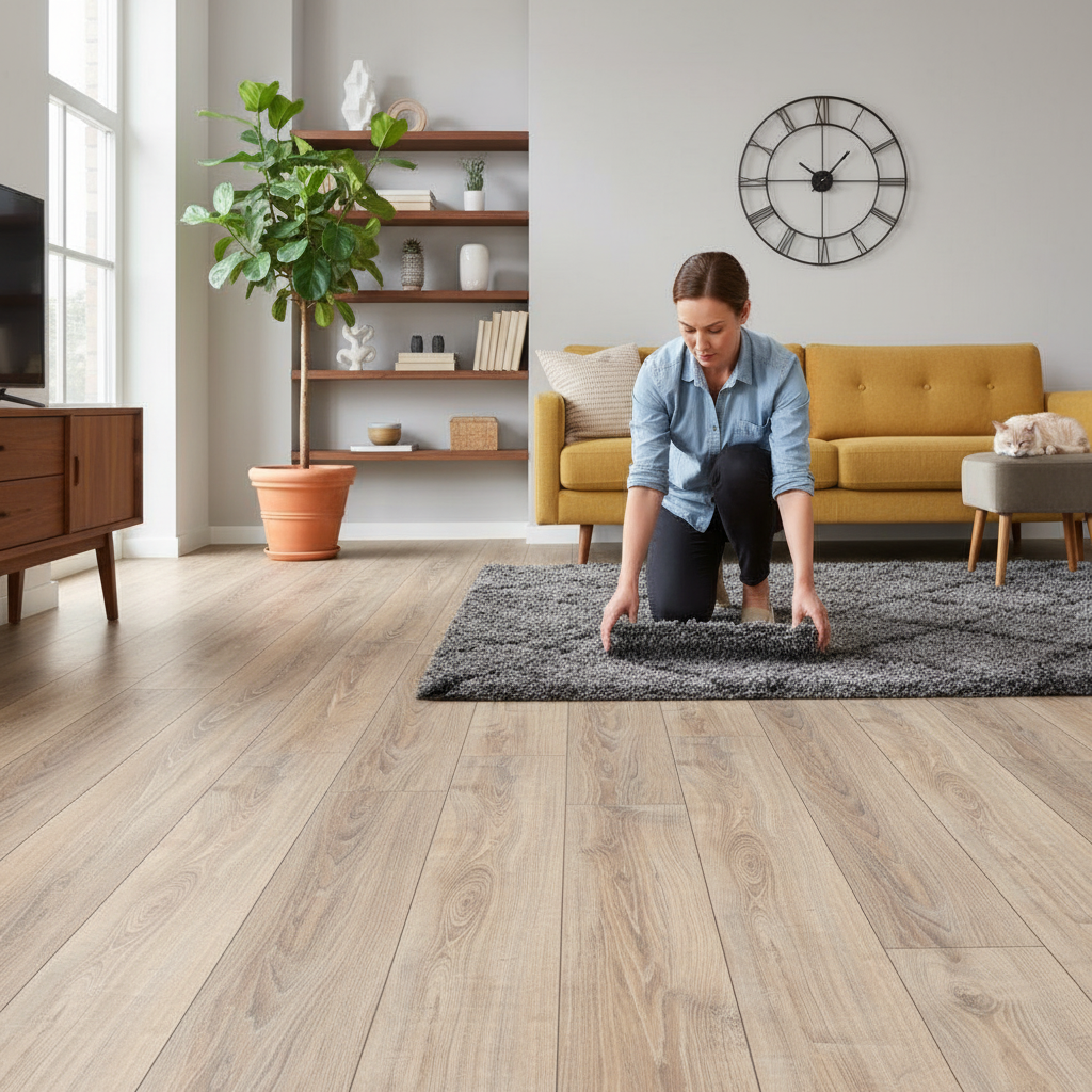 Premium 8mm Water-Resistant Laminate Flooring in Whitewashed Oak for Classy Interiors