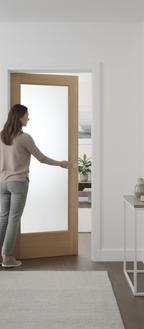 Premium Unfinished Obscure Glazed Internal Door with Real Oak Veneer for Enhanced Light and Privacy